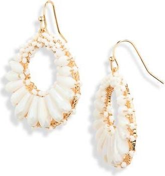 Cara Beaded Circle Drop Earrings in Ivory at Nordstrom Rack