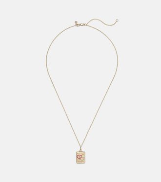 Sydney Evan Collar con colgante The Lovers Tarot Card de oro de 14 ct con rub&iacute;es y diamantes