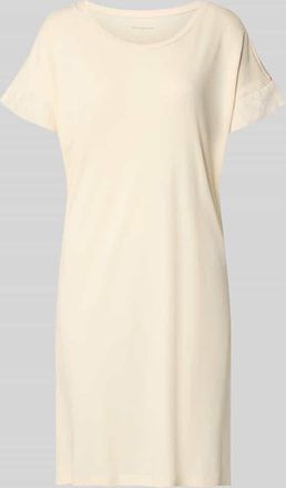 Schiesser Kurzarm-Nachthemd mit Rundhalsausschnitt in Beige, Gr&ouml;&szlig;e 36