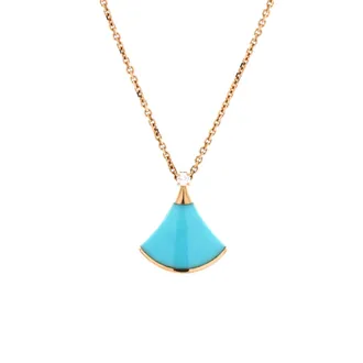 Bulgari Divas Dream Pendant Necklace 18K Rose Gold with Turquoise and Diamond Small