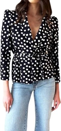 Emerson Fry Paris Jacket In Painterly Dots Black + Ivory