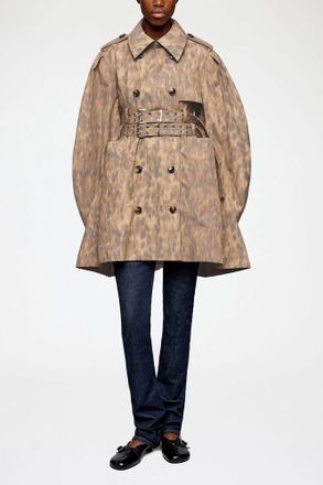 Ganni Burro Trench Coat in Printed Cotton - Size 32 Organic