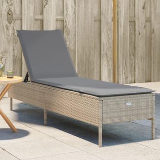 vidaXL Tumbona Con Coj&iacute;n Rat&aacute;n Sint&eacute;tico Beige Vidaxl