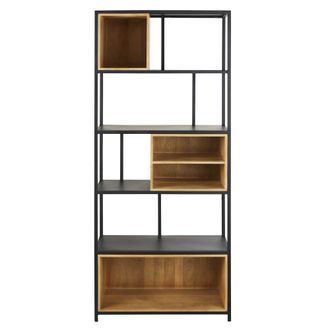 Maisons du monde Estanter&iacute;a de madera de mango macizo y metal negro 80 cm