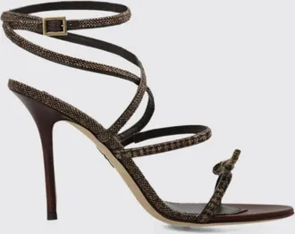 Dsquared2 Sandali in lana Principe di Galles con tacco a spillo e fiocco