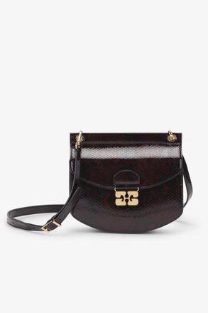 Ganni Red Burgundy Snake Small Apo-G Bag