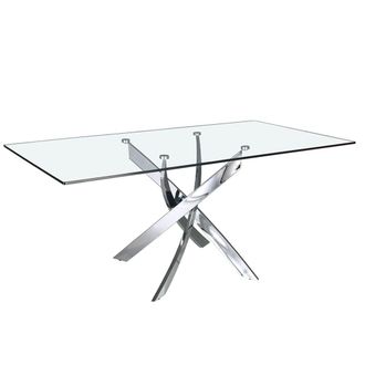 Angel Cerd&aacute; Mesa comedor rectangular cristal templado y acero cromado