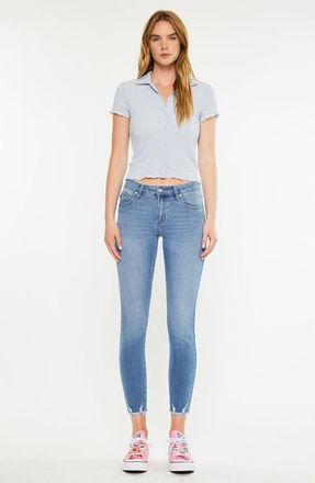 Kancan Willowbrook Essentials Mid Rise Ankle Skinny Jeans in Medium Wash at Nordstrom, Size 23