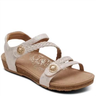 Aetrex Womens Jillian Braided Quarter Strap Sandals In Champagne