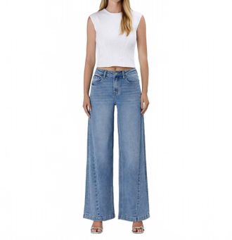 Flying Monkey High Rise Seam Detail Palazzo Jeans In Enthuse