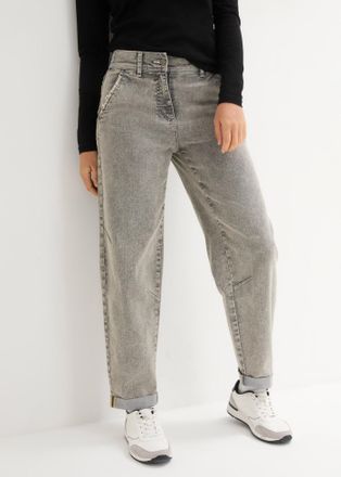 Bonprix Boyfriend-Jeans BONPRIX, Damen, Gr. 52, N-Gr, grau denim, Denim/Jeans, Obermaterial: 82% Baumwolle, 17% Polyester, 1% Elasthan, loose fit, Jeans Boyfr