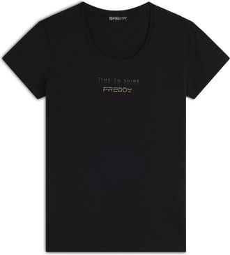 Freddy T-shirt in jersey stretch con grafica bicolore