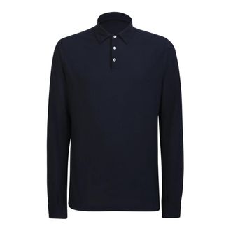Zanone Polo met lange mouwen - Heren - Polos - Blauw - 4XL - Katoen - Tops