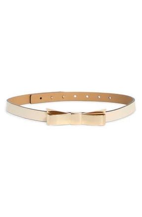 Kate Spade New York Metal Bow Leather Belt in Cream /Polished Gold 151 at Nordstrom Rack, Size X-Large
