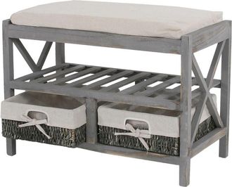 Hhg Hhg - Nunca Usado] Zapatero 352, Zapatero De Banco, Shabby Look Vintage 45x65x34cm, Gris