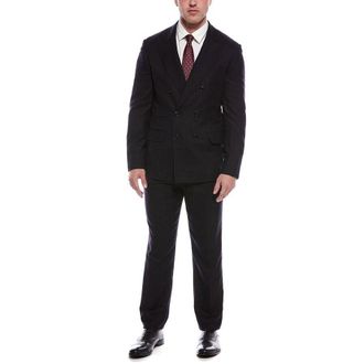Brunello Cucinelli Navy Double-Breasted Pinstripe Suit, Brand Size 50 (US Size 40)