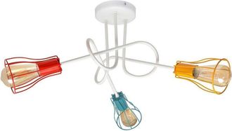 Netlighting Oxford Multi Arm Semi Flush Ceiling Light White Orange Red Turquoise 64cm