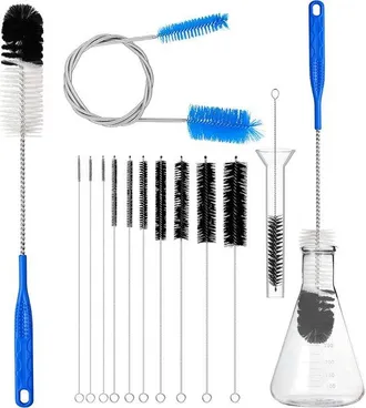 OEM Juego 12 Cepillos Tubos Vidrio, Pajita Nailon Embudos Botellas Vidrio, 43 Cm, Cepillos 20,8 Cm Varios Di&aacute;metros, Manguera Flexible Cara 89 Cm