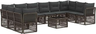 vidaXL Conjunto De Sof&aacute;s De Jard&iacute;n 11 Uds. Gris Rat&aacute;n Sint&eacute;tico Vidaxl