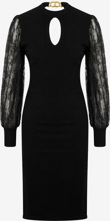 Twinset Midikleid aus Viskose mit Spitzen&auml;rmeln