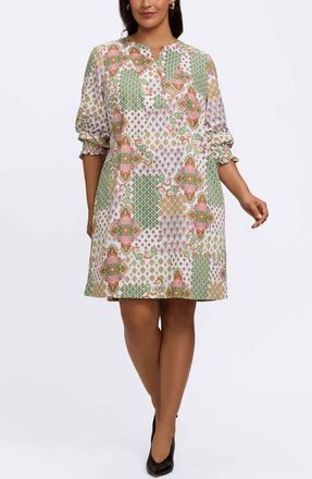 Foxcroft Alicia Patchwork Shift Dress in Green Multi at Nordstrom, Size 2 X