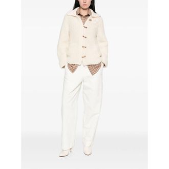 Isabel Marant Ribbed Knit Toggle Cardigan - Beige