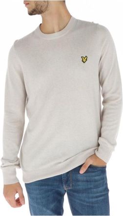 Lyle & Scott Klassieke trui met ronde hals van merinowol - Heren - Ronde hals truien - Beige - M - Wol - Truien & Vesten