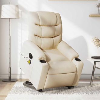 vidaXL Vidaxl - Sill&oacute;n De Masaje El&eacute;ctrico Reclinable Elevable Tela Crema