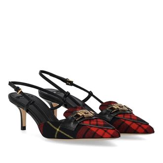 Elisabetta Franchi Hohe Schuhe - Black And Red Tartan Slingback Pump - Gr. 40 (EU) - in Schwarz - f&uuml;r Damen