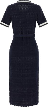 Self Portrait Womens Blue Cotton Midi Dress