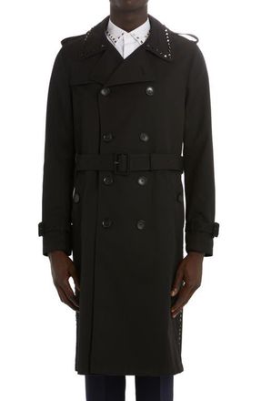Valentino Garavani Rock Stud Double Breasted Trench Coat in 0No-Nero at Nordstrom, Size 42 Us
