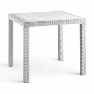 No Brand No Brand - Tavolo componibile in resina effetto rattan 90x90xH72 cm Latir - Bianco