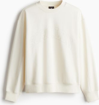 H&M Sweatshirt mit Stickerei - Cremefarben