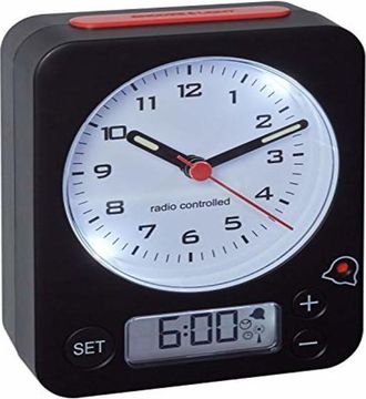 Bigbuy Tfa Dostmann 60.1511.01 Reloj Despertador Anal&oacute;gico Negro Y Rojo