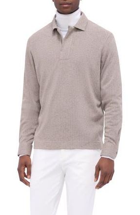 Bugatchi Long Sleeve Cotton Blend Polo in Desert at Nordstrom Rack, Size X-Large