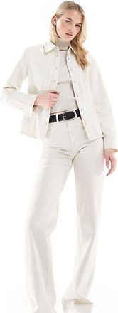 Only Tall ONLY Tall Juicy high waisted wide leg jeans in ecru-White