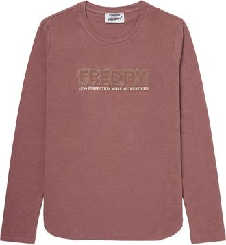 Freddy T-shirt Manica Lunga Donna con Logo Decorato da Borchie