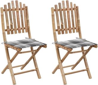 vidaXL Vidaxl - Sillas De Jard&iacute;n Plegables 2 Unidades Bamb&uacute; Con Cojines