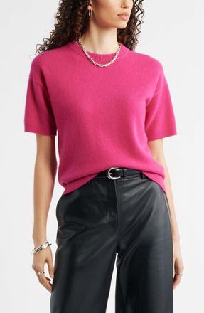Nordstrom Short Sleeve Cashmere Sweater in Red Jazzy at Nordstrom, Size X-Small