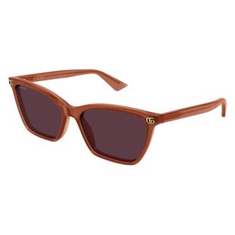 Gucci Vierkante Cat-Eye Zonnebril - Dames - Accessoires - Bruin - Maat: 56 MM