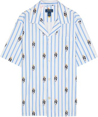 Polo Ralph Lauren Striped Polo-bear Cotton-poplin Sleep Shirt - Blue - XL