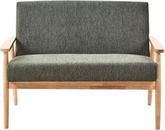 Beliani Sofa 2 Seater ESRUM Fabric Light Brown/ Green