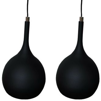 Loops Hanging Ceiling Pendant Light 2x Matt Black & Copper Kitchen Lamp Built in LED