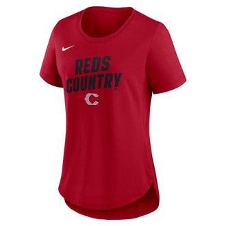 Nike Cincinnati Reds Team Phrase City Connect Lockup Nike Womens MLB T-Shirt in Red | NKMV6DLRED-ASK
