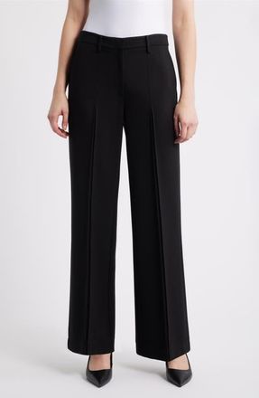 Elie Tahari The Saddy Inverted Pleat Wide Leg Pants in Noir at Nordstrom, Size 12