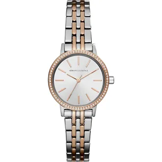 A|X Armani Exchange Crystal Two-Tone Bracelet Watch, 30mm in Silver at Nordstrom Rack