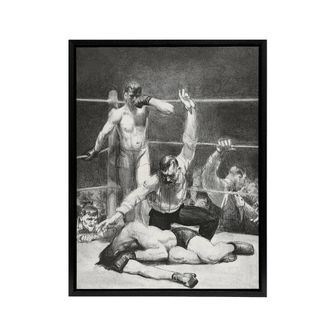 Artery8 George Bellows Counted Out First Stone Boxing Framed Canvas Art Print in Grey | Size: W24 x H32
