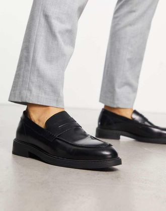 Selected Mocassini neri in pelle-Nero
