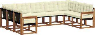 vidaXL Conjunto De Sof&aacute;s De Exterior 9 Uds. Natural Y Crema Vidaxl