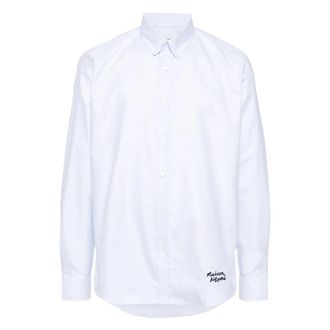 Maison Kitsun&eacute; Handwriting Casual BD Shirt - Heren - Casual Overhemden - Wit - L - Katoen - Overhemden